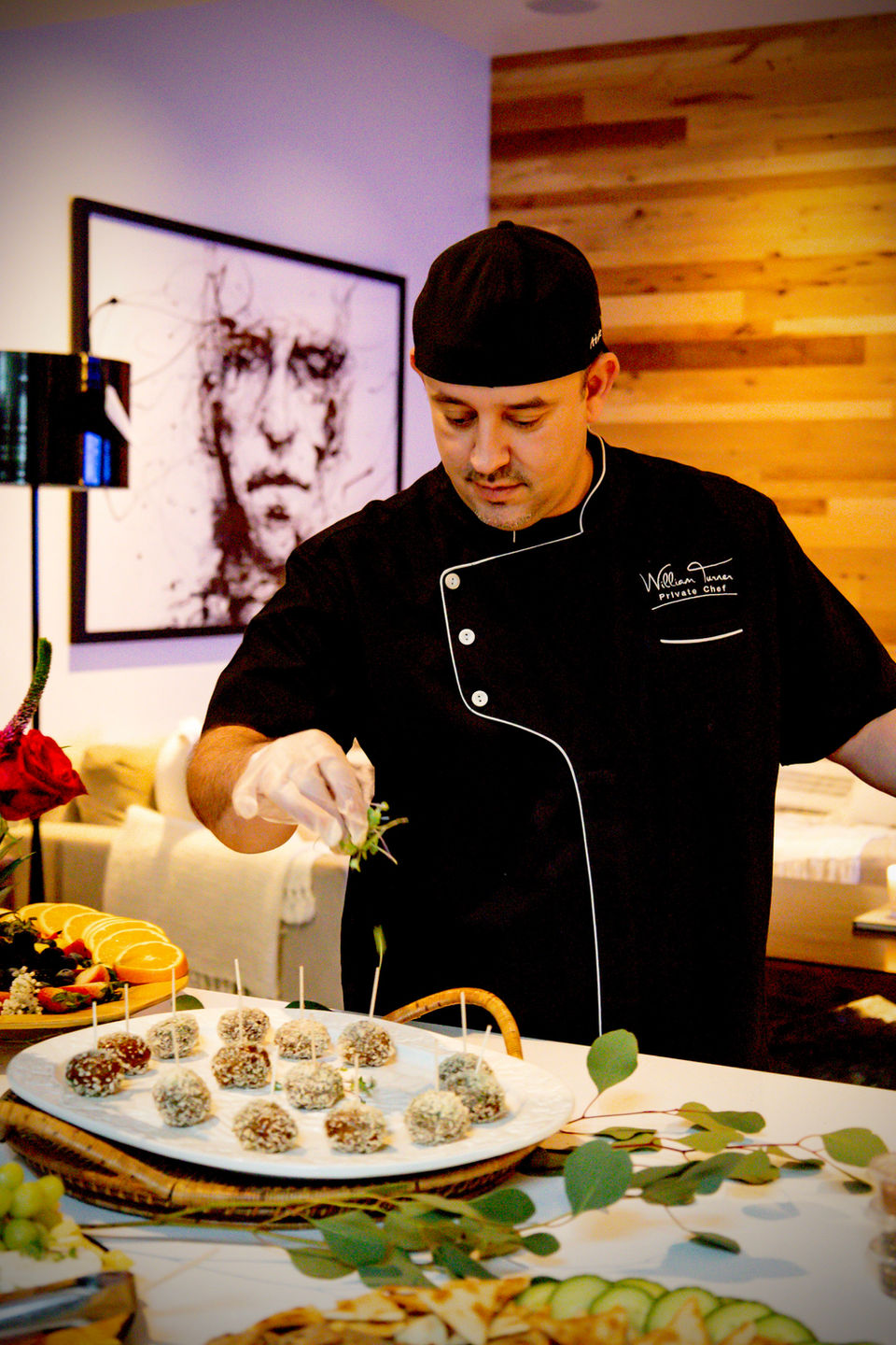 Chef William Turner finishing service